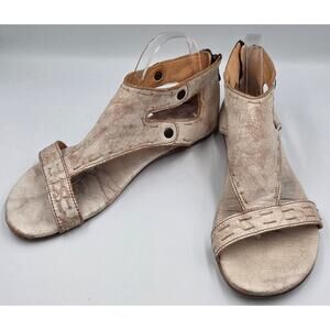 Bed Stu Soto Sandals Rustic White Size 10 Bohemian Leather Flats Cobbler Series